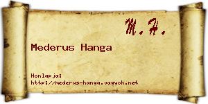 Mederus Hanga névjegykártya